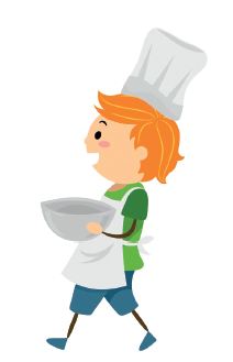 niño cocinando rubio